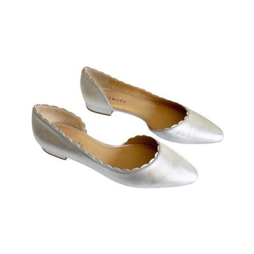 Talbots Edison D’Orsay Flats in Silver Leather 9.5